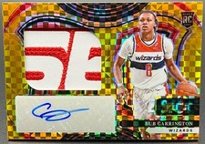 2024-25 Panini Select Bub Carrington Gold Prizm /10 Jumbo Rookie Patch Auto RC