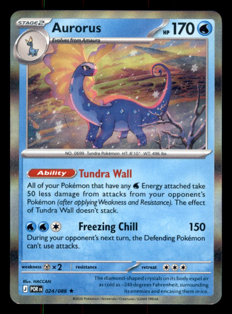 Aurorus Reverse Holofoil Rare ME03: Perfect Order 024/088 NM