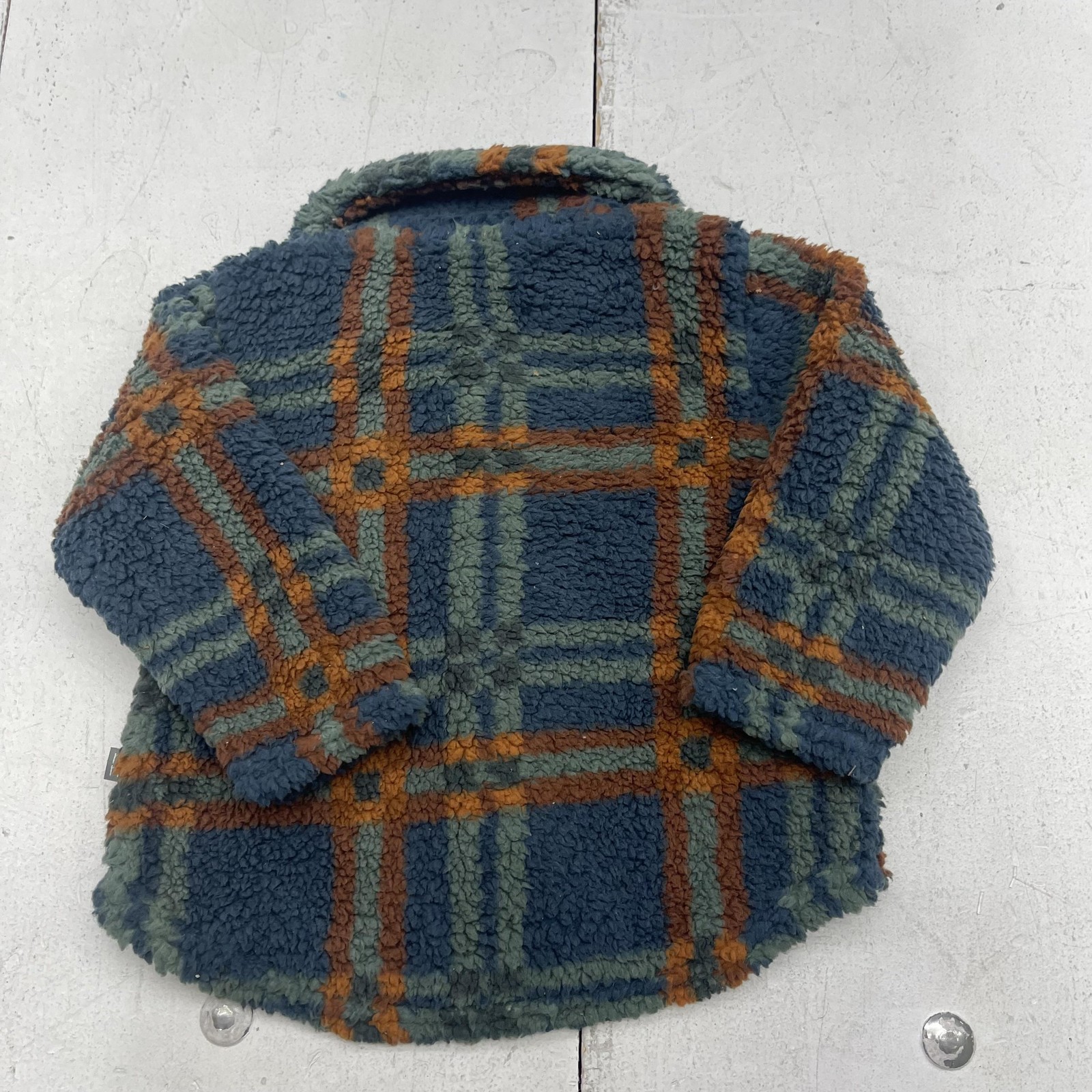 Modern Moments By Gerber Jacket Boys 6-9 Months Blue Plaid Fleece Shirt Coat image 4