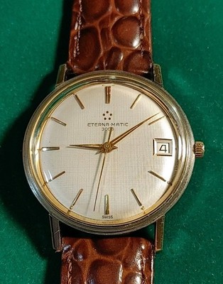 Vintage Eterna Eterna-Matic 3000 Automatic Date With Stunning Silver Linen Dial 