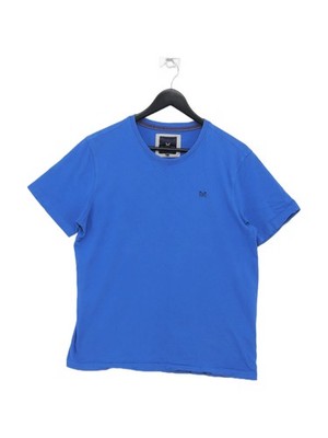 Crew Clothing Herren T-Shirt M Blau 100% Baumwolle Basic