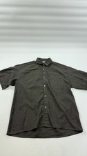 Shekinah Shirt Mens 2XL Brown Check Short Sleeve Button Front Casual Made In USA