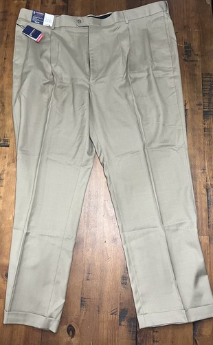 Stafford Pants Mens 52X30 Khaki Straight Leg Mid Rise Performance Wool Blend