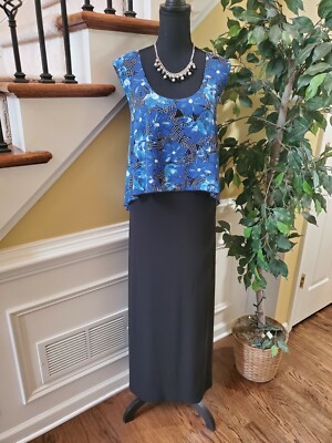 New Elie McCarthy Woman Black Long Dress 2X  Sleeveless