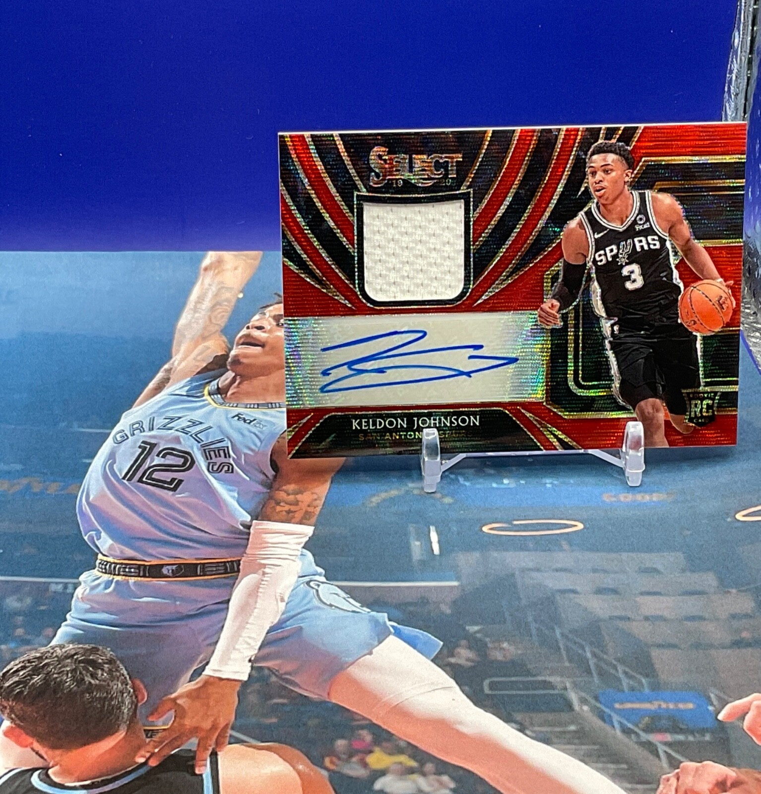 2019-20 Select Keldon Johnson Rookie Jersey Auto Red Wave RPA Spurs RC