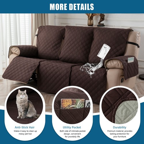 Waterproof non-slip sofa cover recliner 3 seats, furniture protection decoration - Picture 62 of 94