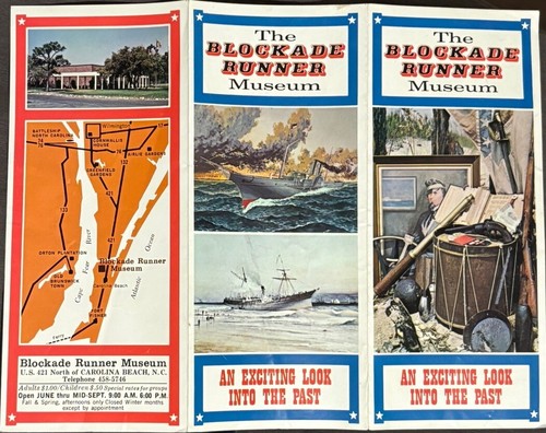 1970's The Blockade Runner Museum Carolina Beach Brochure W/wear Colorful Nice - Picture 4 of 4