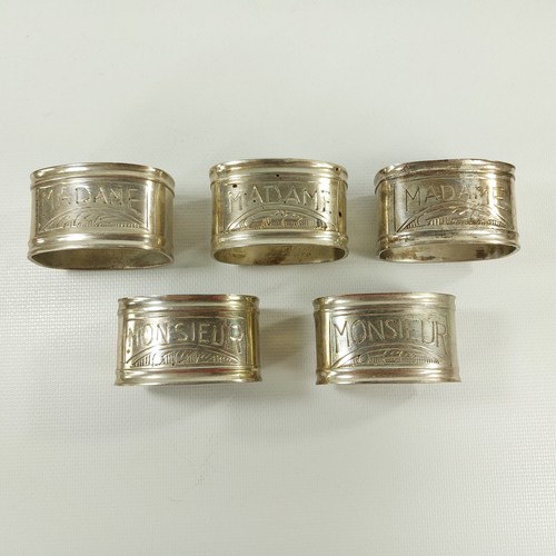 MONSIEUR und MADAME Serviettenringe versilbert Vintage 5er Set