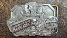 Support the American Farmer Vintage Pewter Belt Buckle 1985