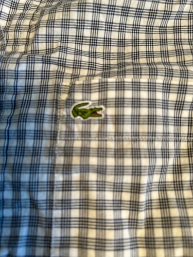 Boys shirt size 8 Lacoste blue white checked long sleeve collared - Picture 2 of 6