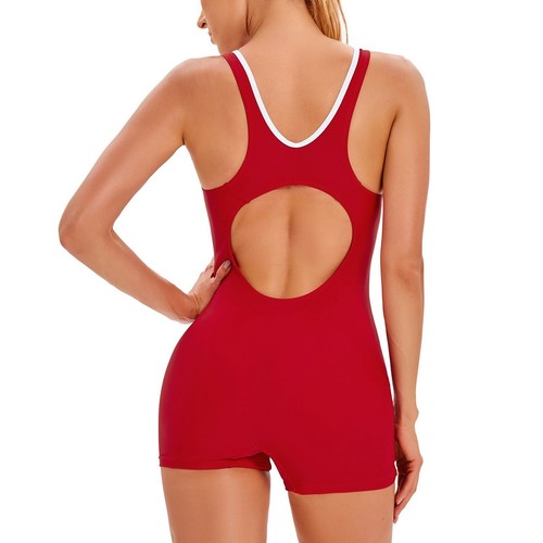 Traje de baño de una pieza para mujer con recorte sin espalda corto acolchado ajustado sin mangas traje de baño - Imagen 4 de 36