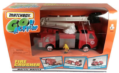 Vintage 1999 Matchbox Mattel Wheels Go Action Fire Crusher Fire Truck Sealed