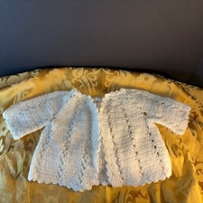 Vintage Handmade Crochet Christening And Baptism Sweater Jacket For Baby