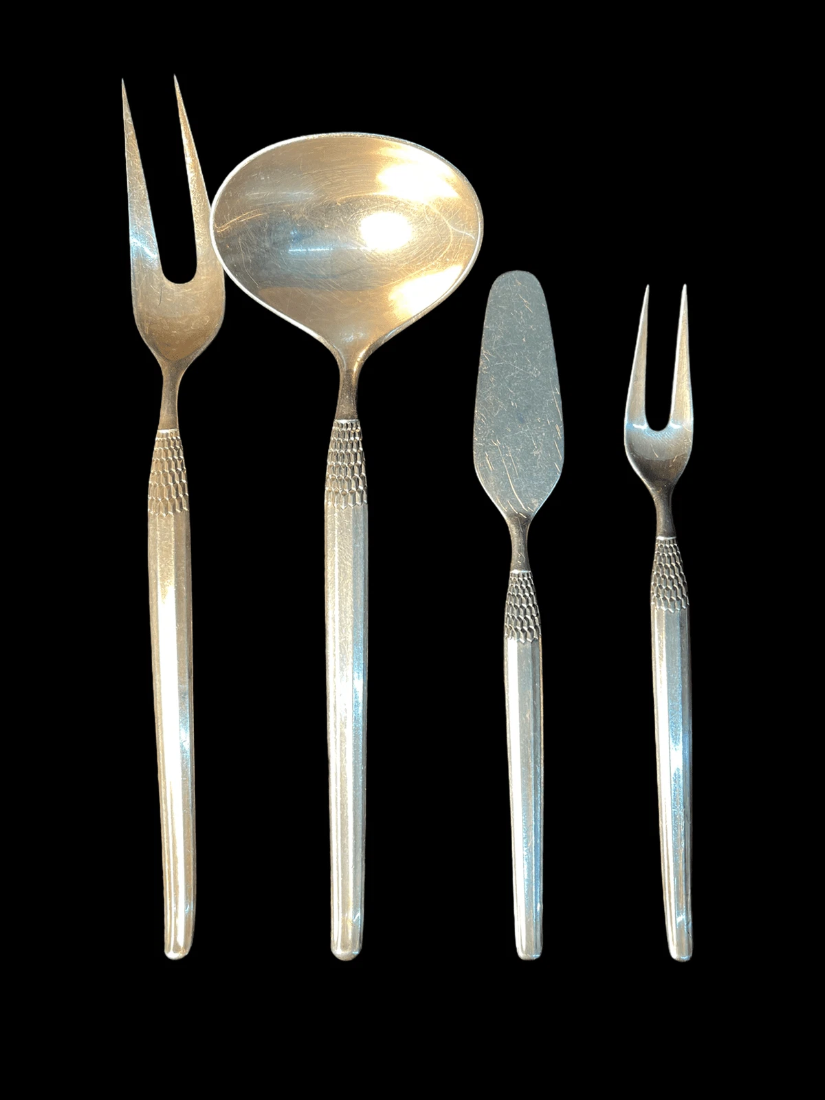 4 Vintage Frigast Cheri Denmark Silverplate Serving Pieces; Ladle Meat Fork ect