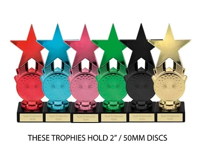 TROPHIES-4-EVERYTHING Award Star Trophy 17 cm - 2 Zoll/50 mm Scheibenplatz vorne - KOSTENLOSE GRAVUR