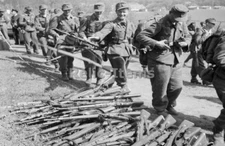 WW2 Picture Photo German soldiers give up their weapons, Krusau 0153
