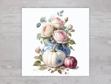 French Country Fall Floral Pumpkin Quilt Fabric Panel Sewing Quilting Block A134