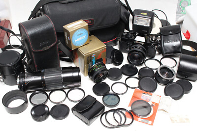 CONTAX 139 35MM FILM SLR CAMERA CARL ZEISS 50MM 1.7 LENS 28MM 2.8 TLA20 FLASH +