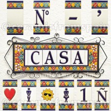 Spanish Ceramic tile letters - House ceramic numbers - SEVILLA - ANDALUSIA -
