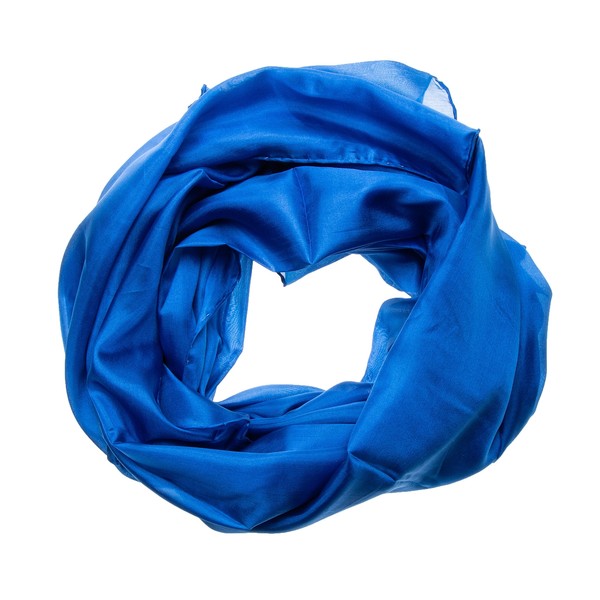 Seidenschal Halstuch Schal Xxl Blau Royalblau Dunkelblau 100% Rein Seide 180X90C-image