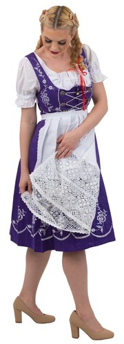 XL 20 German DIRNDL Dress COMPLETE SET Oktoberfest EMBROIDERED Waitress PURPLE - Picture 7 of 7