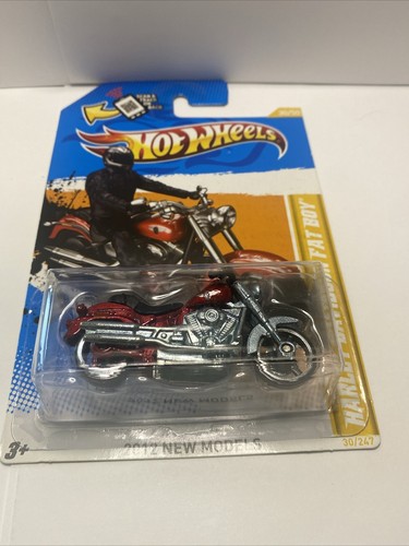 Hot Wheels Harley Davidson Fat Boy Motorcycle Red 2012 New Model #30/247 - Picture 14 of 16