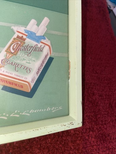 orig. 1920's-30s CHESTERFIELD CIGARETTES **Vintage Sign** Woman Tennis Player - Picture 10 of 11