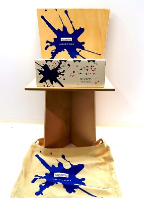 2001 Swatch Wristory Lot from Sotherby's Auction Including Wooden Chair, Bag and