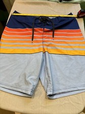 RBX Performance Swim Drawstring Board Shorts in Multistripe men's Size S/P