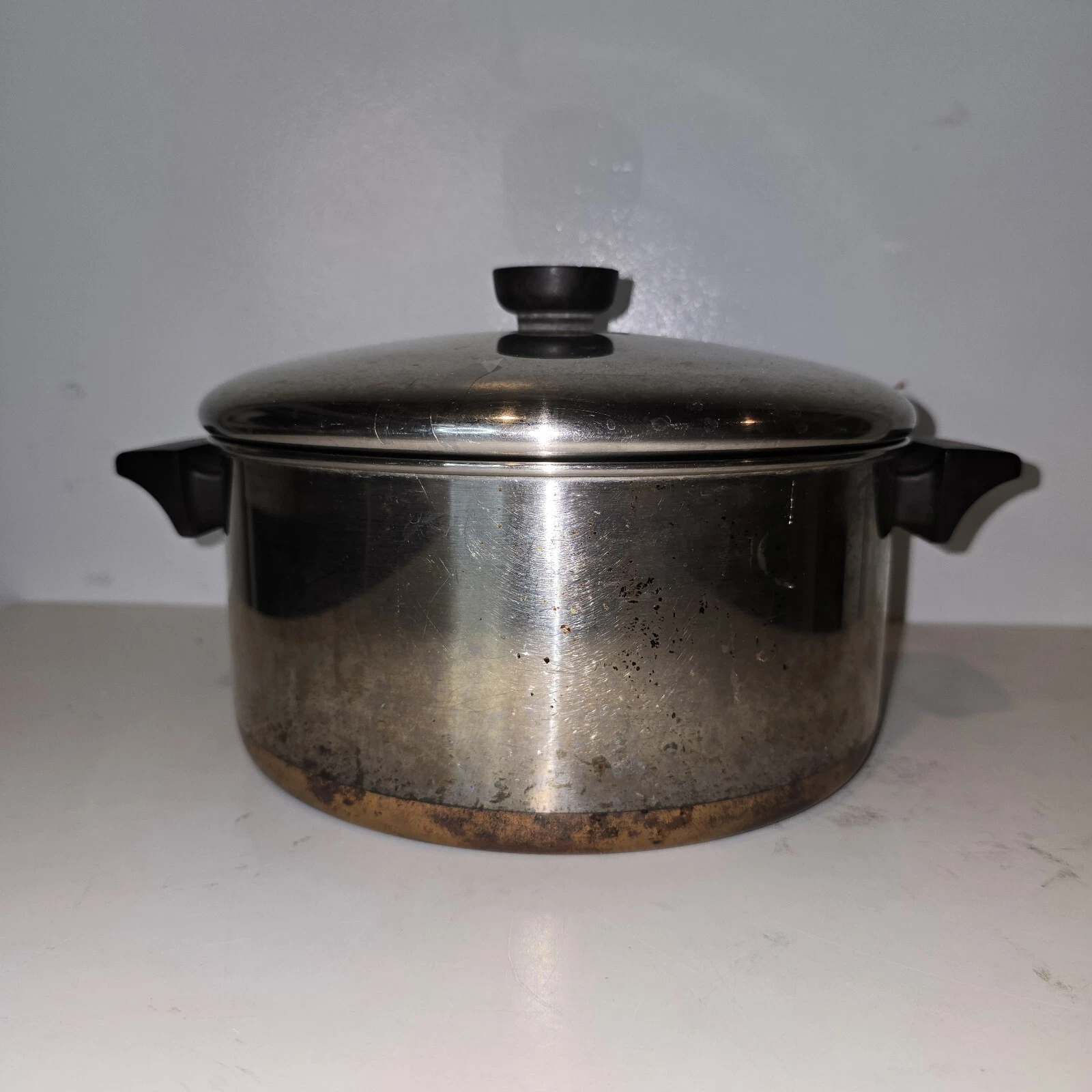 REVERE WARE 4 1/2 Qt. Stockpot With Lid Copper Bottom 89B Clinton, Ill USA