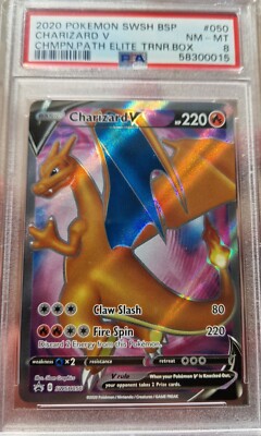 Pokemon Charizard Glurak V SWSH050 Full Art Champions path PSA 8 Grade