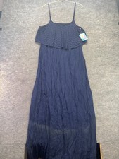 Just Be Dress Size XL Extra Large Blue Maxi Crochet Spaghetti Strap Adjustable