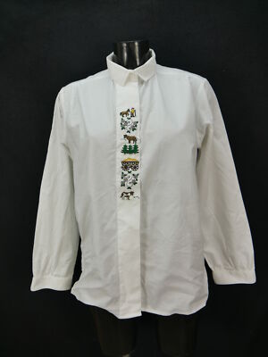 Size 42 costume blouse blouse white cotton Isar costumes with embroidery