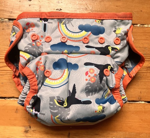 BAMBOO POP IN REUSABLE NAPPY POPPER FASTENING BIRTH TO POTTY NEW TOUCAN DESIGN - Picture 7 of 9