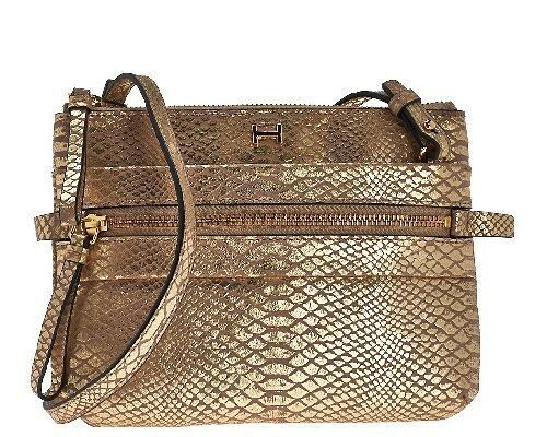 H by Halston Metallic Python Embossed Crossbody Handbag/ | eBay