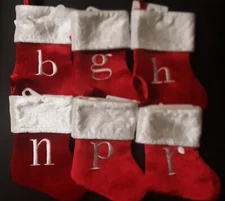 Merry Brite 8" Mini Monogram Stockings 13 Letters A,B,C,E,G,H,J,K,L,N,P,R,S