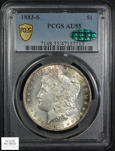 1883 S Morgan Silver Dollar $1 (Choice Almost Uncirculated) PCGS AU 55 CAC