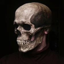 Full Head Skull Mask Helmet Halloween with Movable Jaw Horror Cosplay 2024