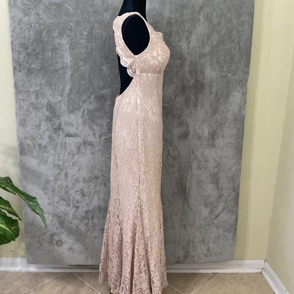 CAMILLE LA VIE Petite Vestido Maxi Encaje Sobre Mujer’s 6P Encaje Corte Brillo Foto 2 de 4