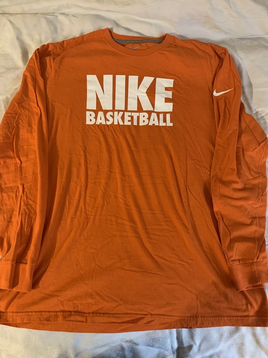 Nike Basketball Orange Long Sleeve Shirt Size XXLARGE