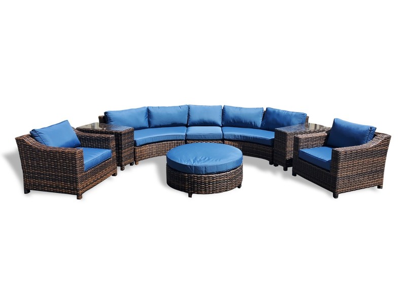 XL Size 8 Piece Modern Curved Outdoor Wicker / Rattan Patio Furniture Sofa Set