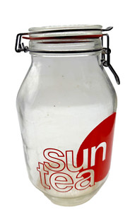 Vintage  Sun Tea Glass jar Canister Container 3L Wire Bail latched lid - Read