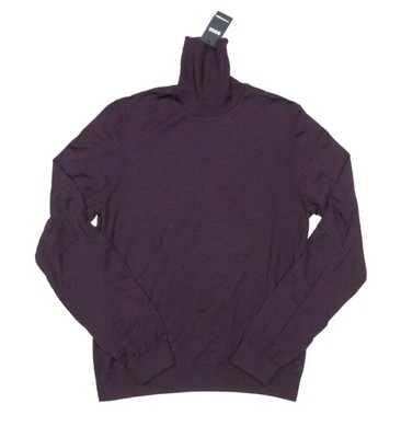 Boss Hugo Boss Men's Merlot Purple Musso Wool Knit Turtleneck Sweater 2XL