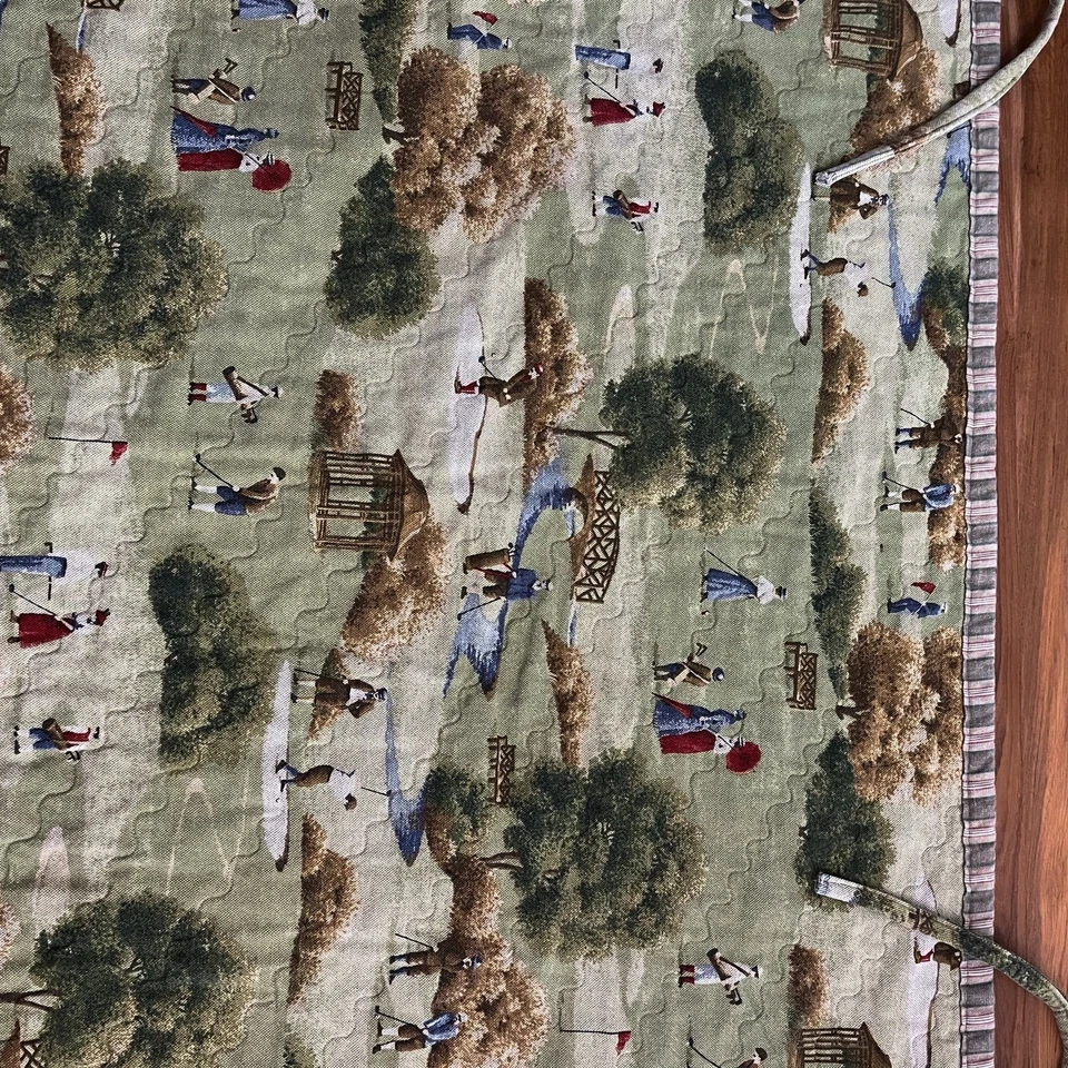 Vintage English Golf Country Course Quilted Cotton Wall Decor 39”x25” Old World - Image 4 of 4