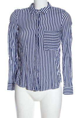 PULL & BEAR Langarmhemd Damen Hemd Gr. DE 34 blau-weiß Casual-Look