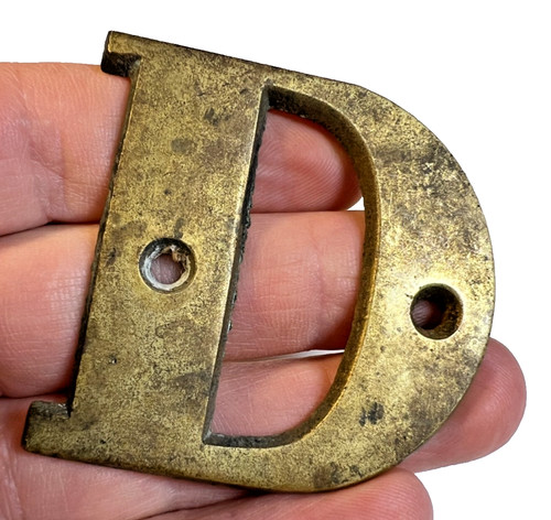 Antique Solid Brass Letter D Salvaged House 2" Architectural Hardware Initial
