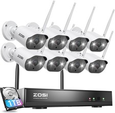 ZOSI 8CH 3MP WiFi Security Camera System with 1TB HDD Color Night Vision Audio