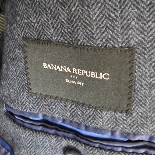 New Banana Republic Blazer 38s Slim Fit Blue Herringbone Wool Blend Single Vent - Picture 9 of 21