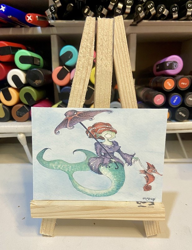 Aceo Original Limited Edition Print Mermaid, Fantasy 2.5 x 3.5 Melissa Stagi