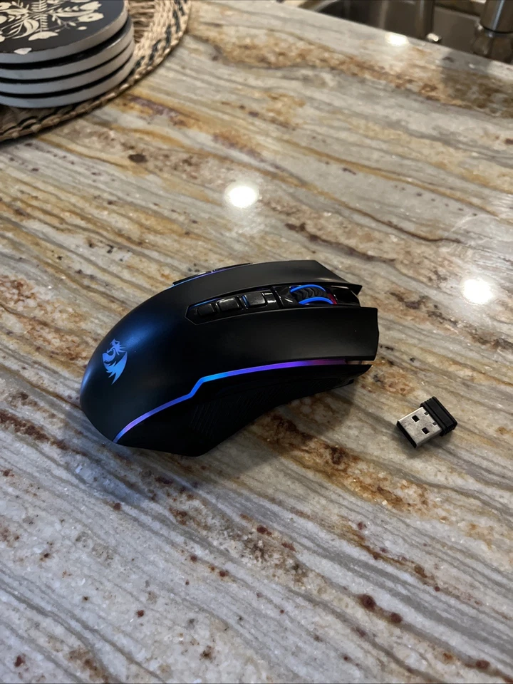 Red Dragon PC Gaming Mouse Wireless RGB 8000 DPI 6 Programmable Buttons Used - Image 3 of 3